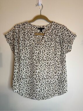 Banana Republic. Size XS
V-neck blouse with an animal print pattern.